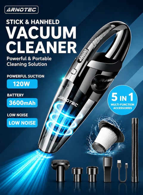 Handheld Vacuum Cordless High Power 120W 3200pa Vacuum Dust Busters Cordless Rechargeable Portable for Pet Pair/Sofa/Car/Office