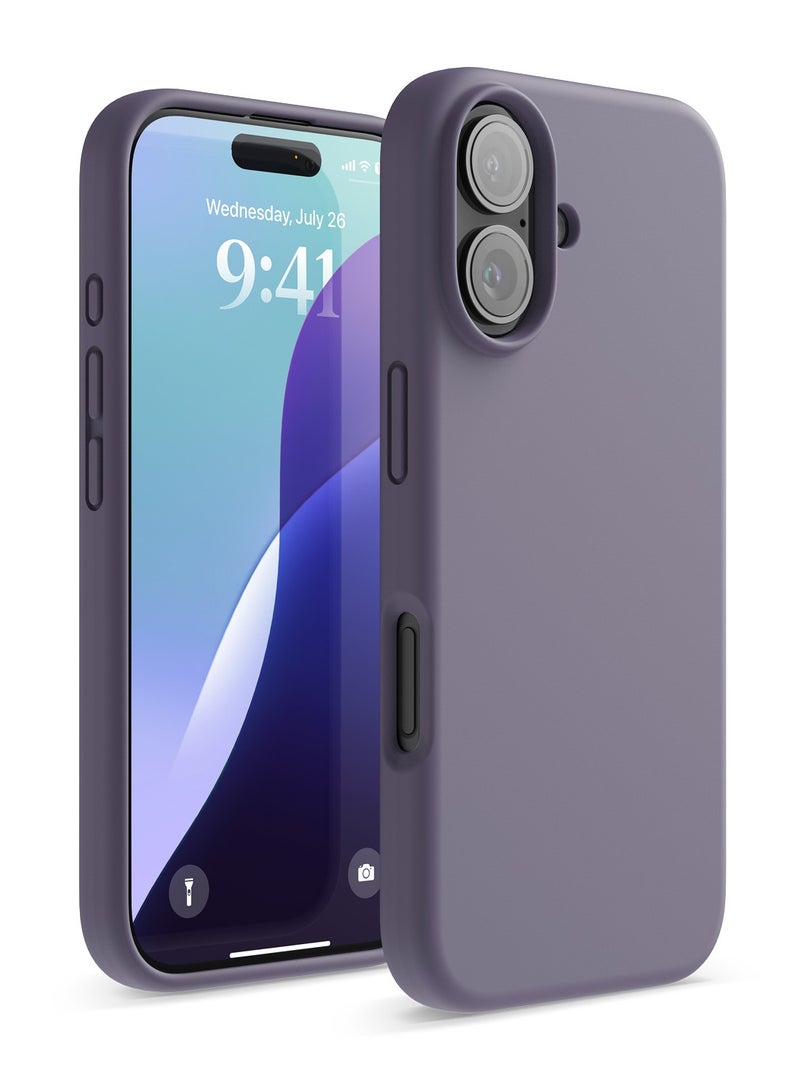 Elago Liquid Silicone for iPhone 16 Case Cover Full Body Protection, Shockproof, Slim, Anti-Scratch Soft Microfiber Lining - Deep Lavender - Image 1