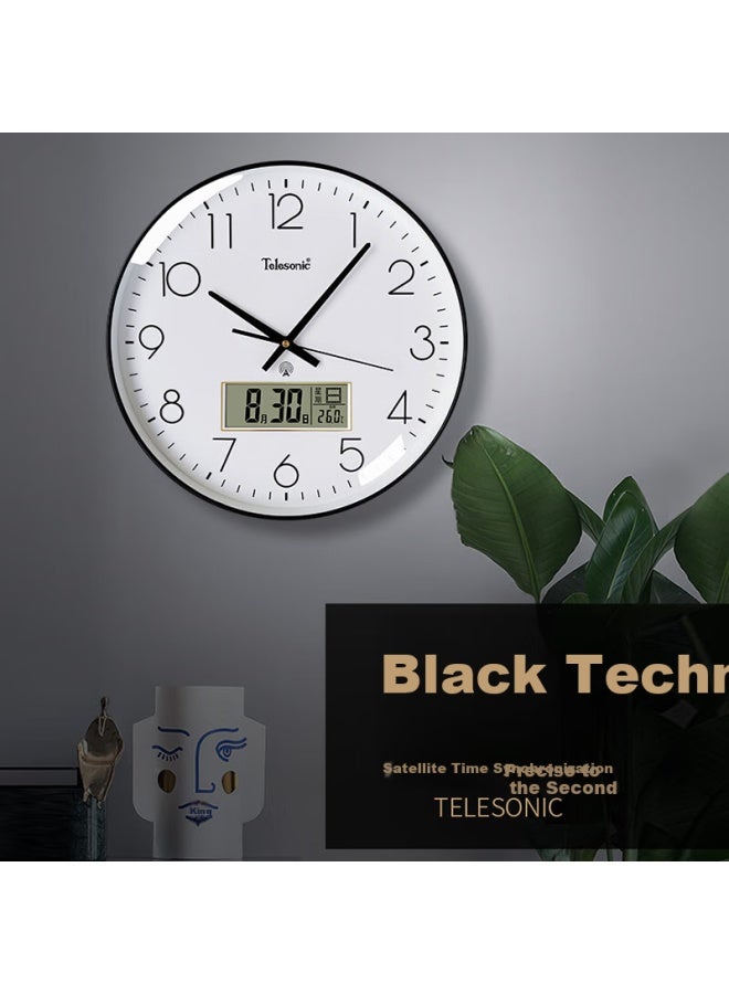 Telesonic Wall Clock Living Room Clock Simple Automatic Synchronization Calendar Temperature Wall Clock Wall-mounted Non-perforated Radio-controlled Clock 36cm - Image 3