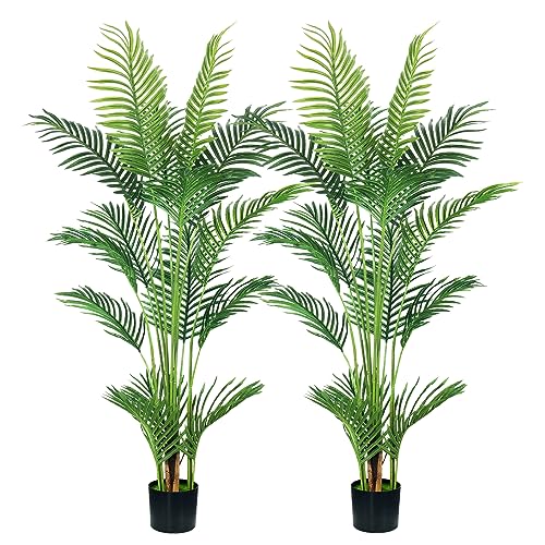 HAIHONG 45FT 2Packs Artificial Palm TreeFaux Areca Palm Plant with Real Touch Leaves and Adjustable BranchesFake Tropical Palm Tree for Home Office Indoor Outdoor Modern Decoration