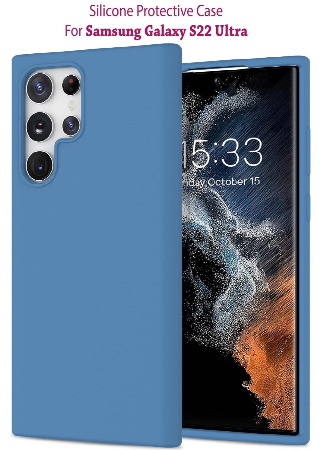 YoYoTech Samsung S22 Ultra Liquid Silicon Case Slim-Soft Silky Smooth,Shockproof Protective with Microfiber Lining Galaxy S22 Ultra 6.8-inch 2022 Silicon Case - Blue