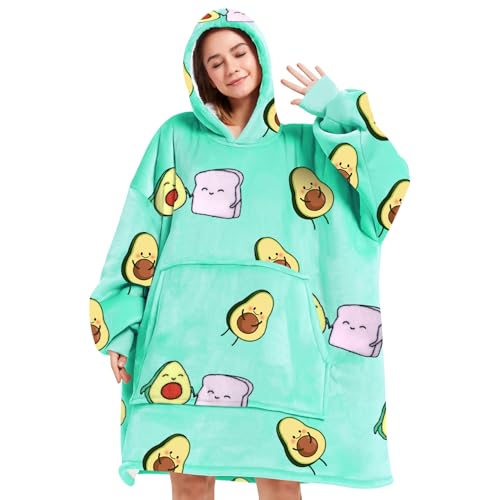 Gocvo Wearable Blanket Blanket Hoodie Gifts for Adults Mom Women Men Oversized Fluffy Hoodie Cozy Hideout Hoodie Sweatshirt Sweater Blanket with Pocket (Green) - Image 1