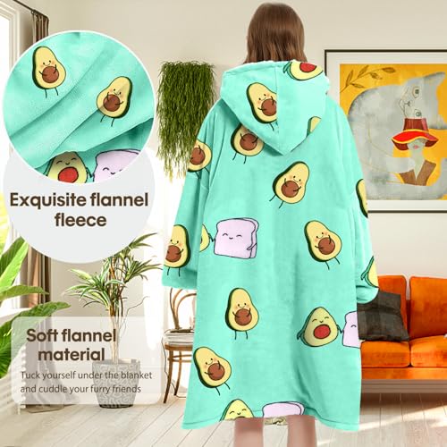 Gocvo Wearable Blanket Blanket Hoodie Gifts for Adults Mom Women Men Oversized Fluffy Hoodie Cozy Hideout Hoodie Sweatshirt Sweater Blanket with Pocket (Green) - Image 3