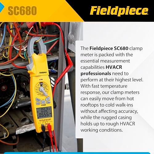 Fieldpiece SC680 Clamp Meter - Wireless Power Multitester for HVACR Professionals - AC/DC Swivel Clamp Meter with Dual Display - HVAC Tools - Image 4