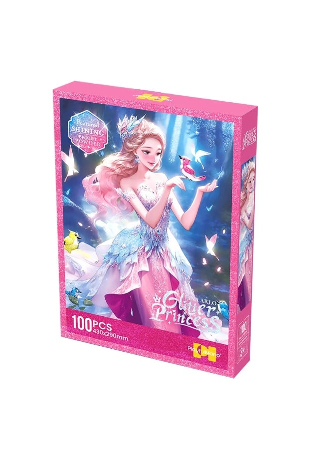 DAT Lina Arlo Glitter Princess Puzzle - 100 Piece Puzzle for Kids with Shimmering Bright Powder | Fairy Princess Puzzle | Educational & Fun for Ages 3+ - Image 1