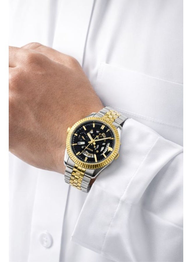 أستون ساعة يد رجالي ASTON ستانلس ستيل لون أسود وذهبي بتصميم فاخر مع عدادات متعددة ومظهر رياضي أنيق للاستخدام اليومي والمناسبات - Image 4