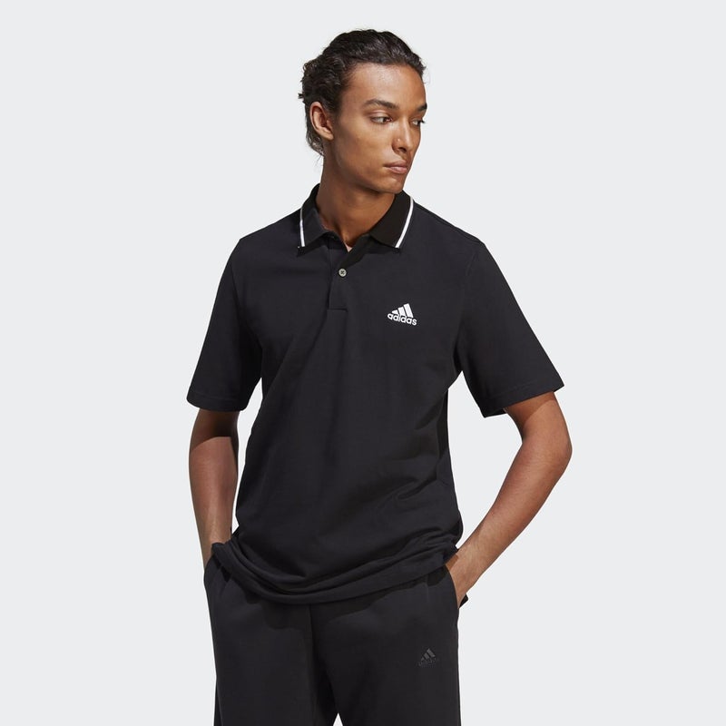 adidas Essentials Piqué Small Logo Black Polo Shirt for Men, 2XL - Image 2