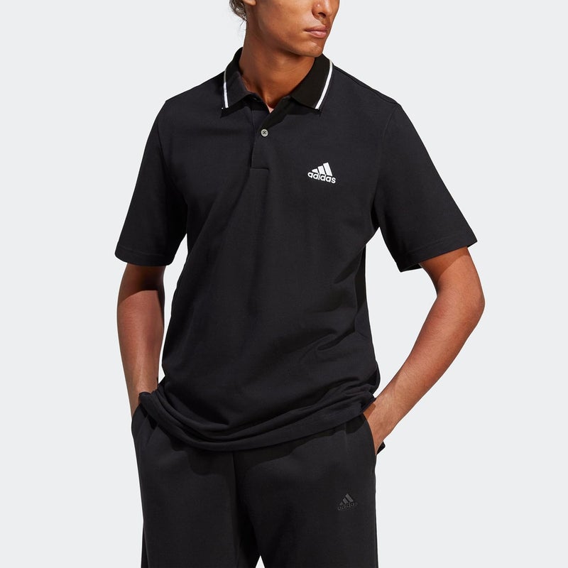 adidas Essentials Piqué Small Logo Black Polo Shirt for Men, 2XL - Image 5
