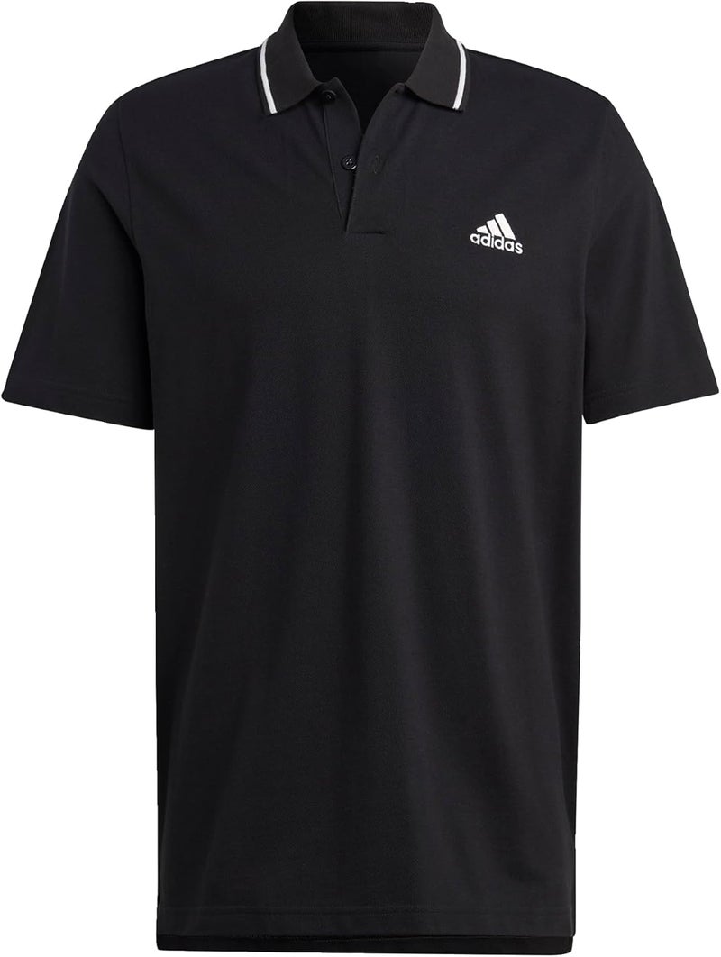 adidas Essentials Piqué Small Logo Black Polo Shirt for Men, 2XL - Image 1