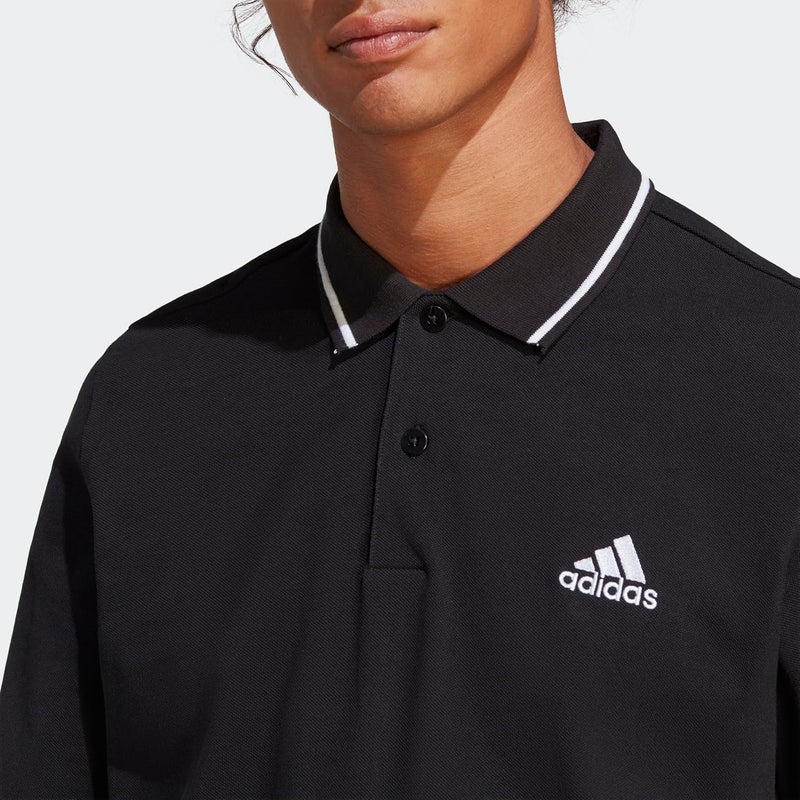 adidas Essentials Piqué Small Logo Black Polo Shirt for Men, 2XL - Image 4