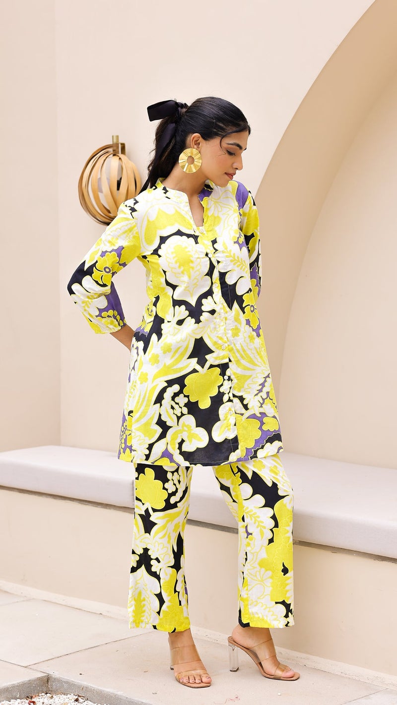 FLAVIA CREATION طقم أصفر متناسق للنساء - Image 4