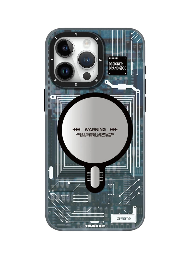 YOUNG KIT Futuristic Blue Circuit Board iPhone Case – Redefine Style for iPhone 16 Pro Max - Image 1