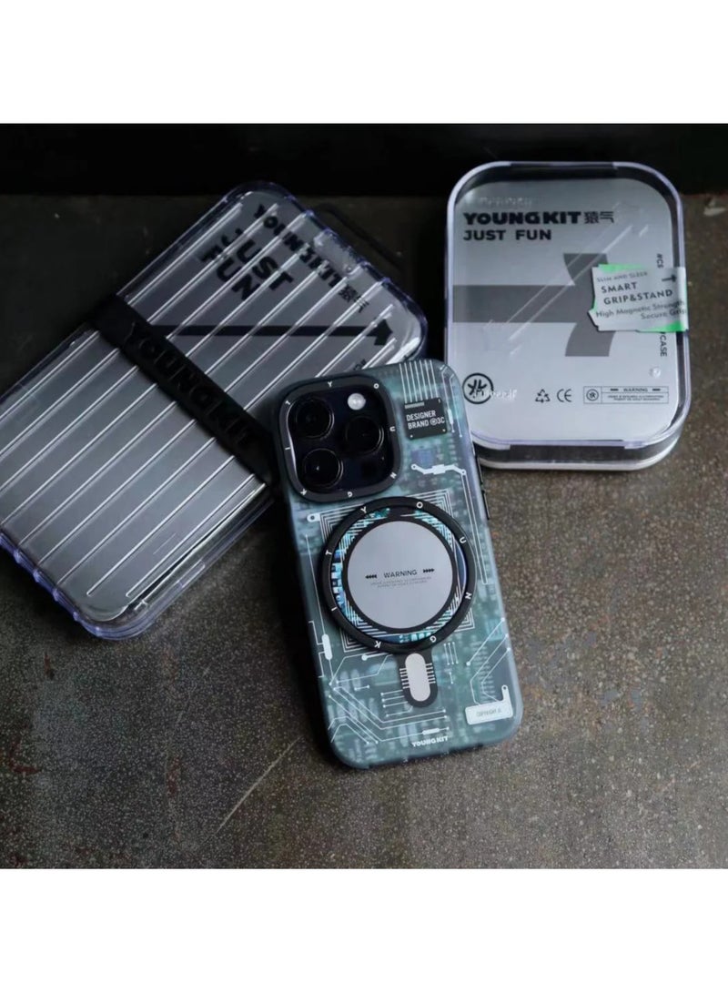 YOUNG KIT Futuristic Blue Circuit Board iPhone Case – Redefine Style for iPhone 16 Pro Max - Image 5