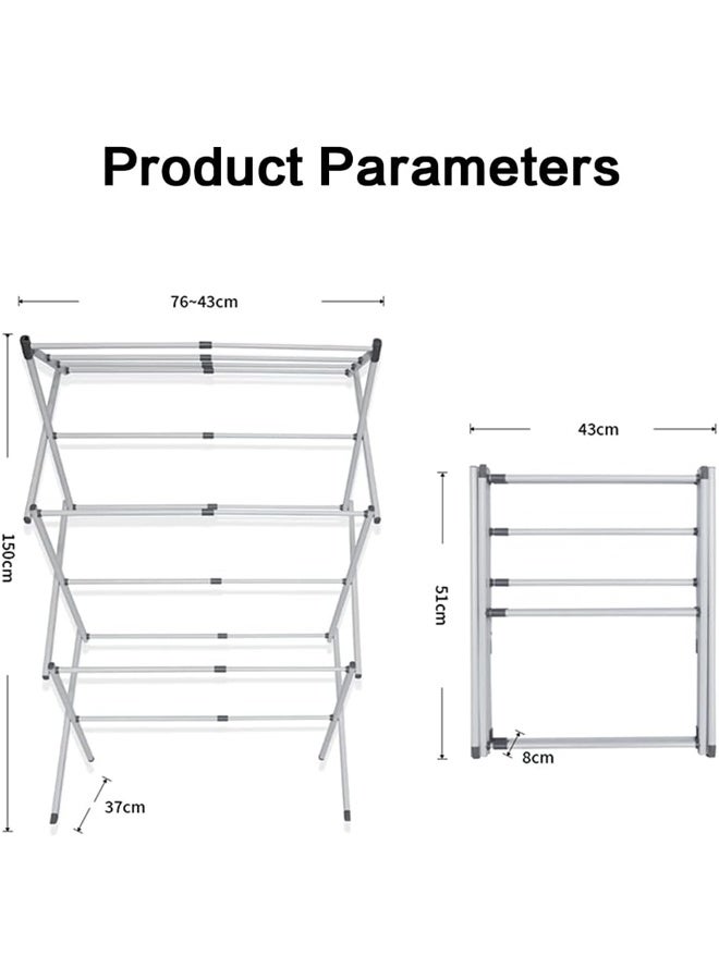 Portable Foldable Clothes Drying Rack,Space Saving X-Frame Design, Multi-Rod Support, Durable and Safe, Ideal for Various Scenes
