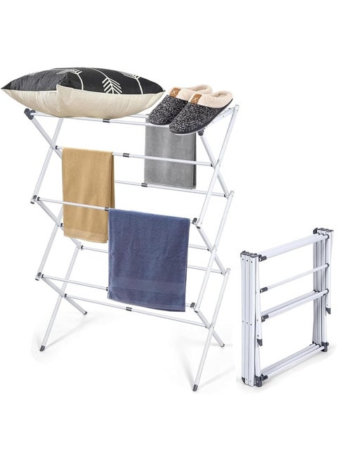 Portable Foldable Clothes Drying Rack,Space Saving X-Frame Design, Multi-Rod Support, Durable and Safe, Ideal for Various Scenes