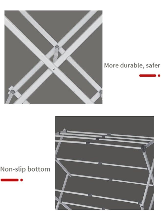 Portable Foldable Clothes Drying Rack,Space Saving X-Frame Design, Multi-Rod Support, Durable and Safe, Ideal for Various Scenes