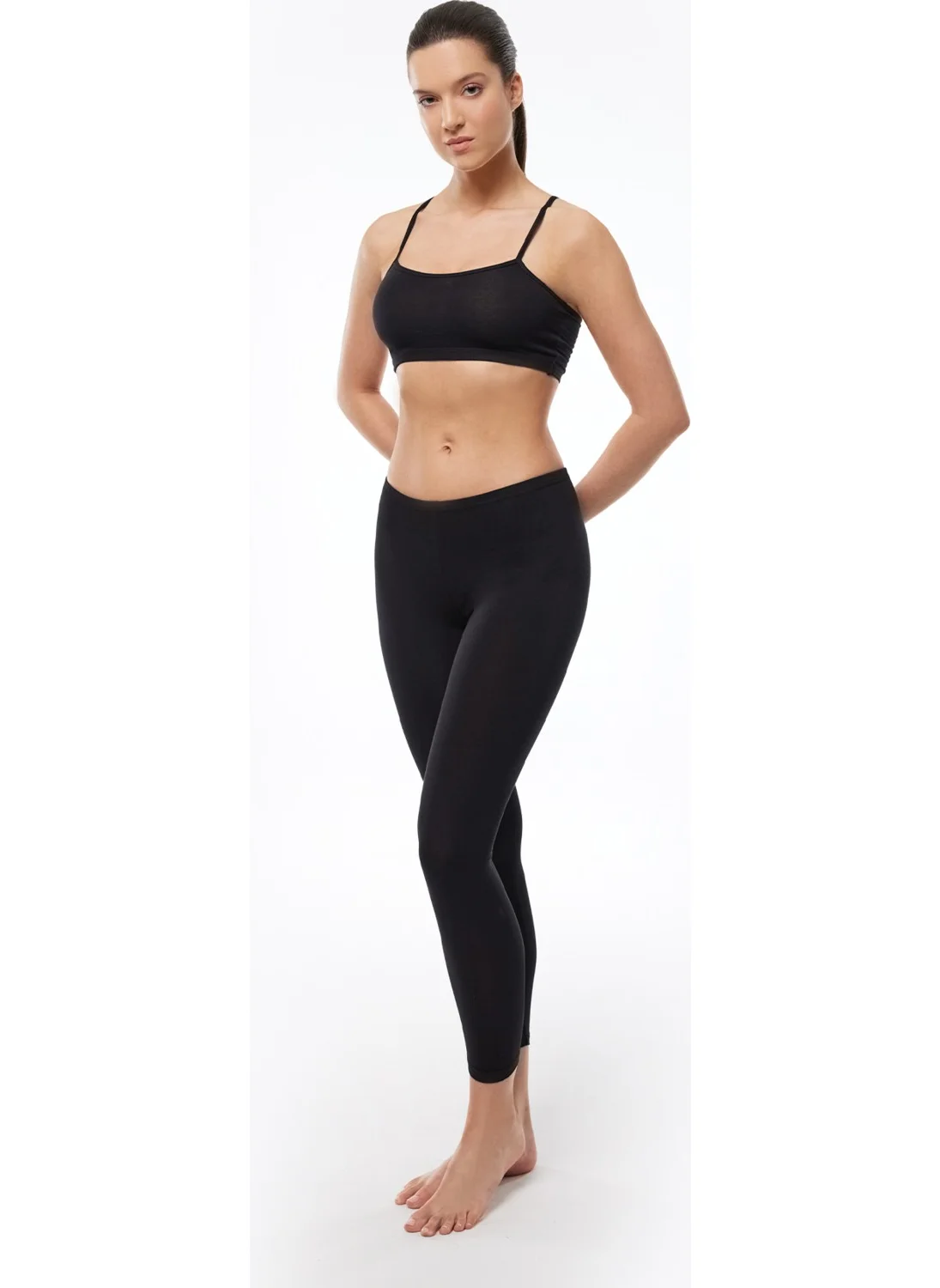 Malabadi Women Black Modal Long Leggings 190