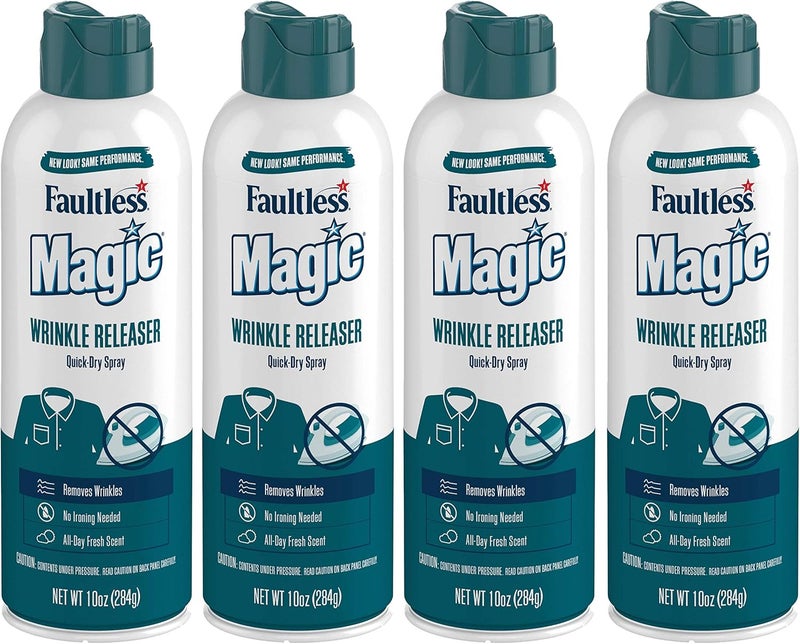 Magic Wrinkle Releaser (4 Pack) Say No to Ironing, Perfect for Travelers, Moms or those On The Go, Static Electricity Remover + Fabric Refresher + Odor Eliminator + Wrinkle Remover, Fresh Scent - Image 1