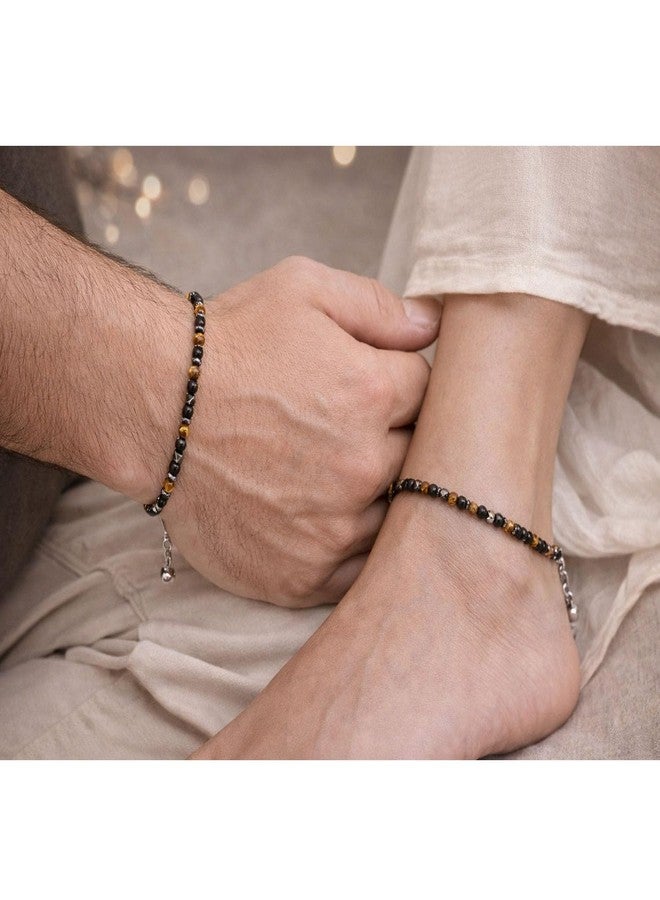 YiCan Original Triple Protection Anklet Bracelet For Men and Women Anklet - Natural Energised Tiger Eye Stone, Black Obsidian, Hematite Stone for Power, Protection, Good Luck (2mm Beads) - Image 5