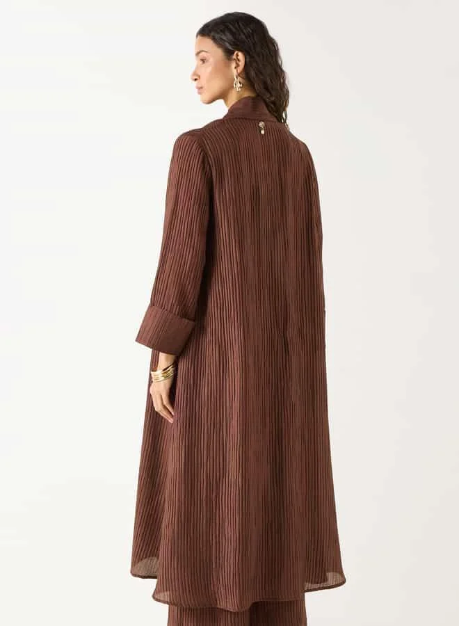 Iconic Iconic Ribbed Kimono Shrug with Long Sleeves