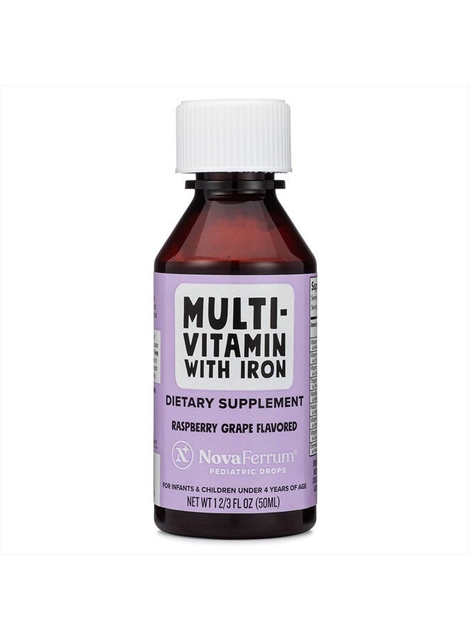 NovaFerrum Yum | Multivitamin with Iron for Infants, Toddlers & Kids | Immune Support | Ages 4 & Under | Gluten Free Certified | Sugar Free | Raspberry Grape | 50 Servings - Image 2