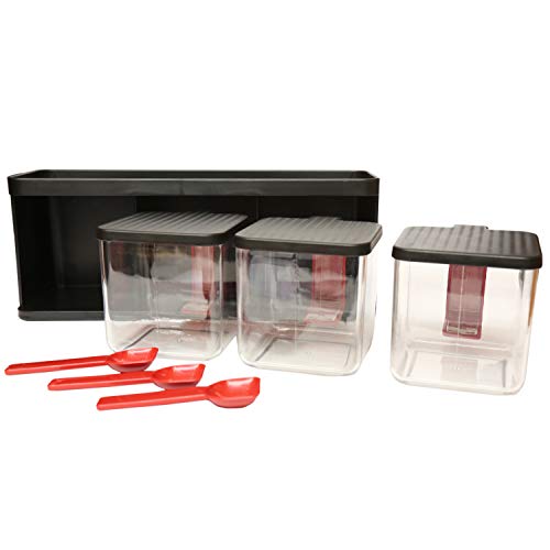 Jaypee Plus Plastic Pickle & Chutney Container with Tray- Pickle Set Black Red - Image 2
