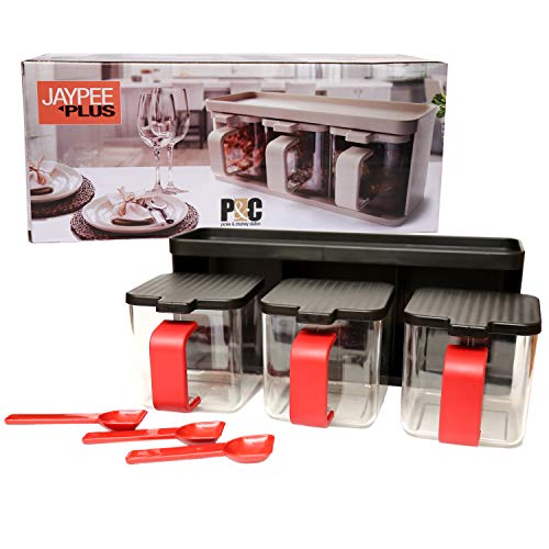 Jaypee Plus Plastic Pickle & Chutney Container with Tray- Pickle Set Black Red - Image 4