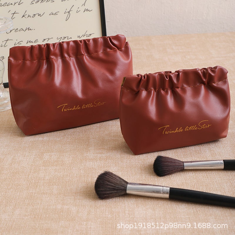 New PU Leather Zippered Cosmetic Bag, Portable Travel Makeup Organizer - Image 4