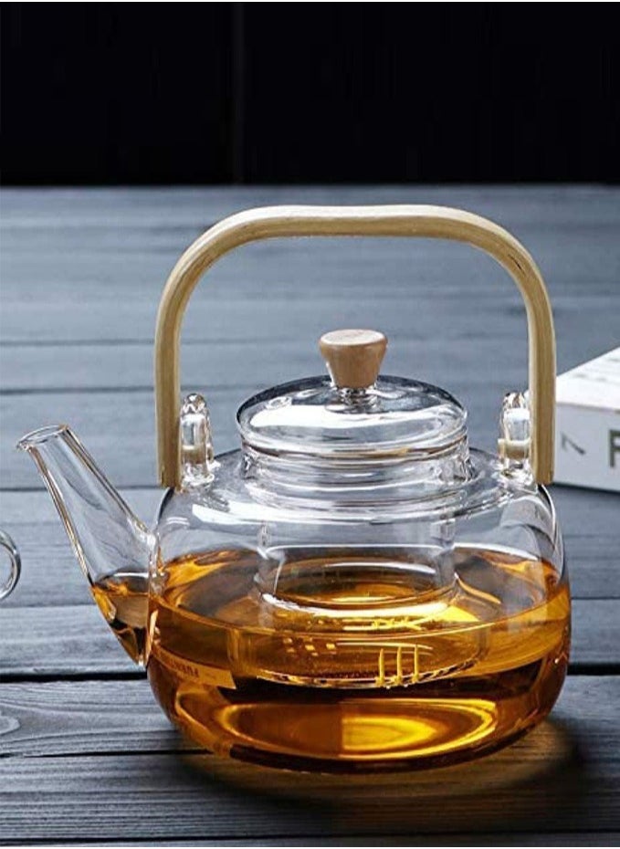 1Chase Borosilicate Glass Teapot With Glass Infuser For Loose Leaf Tea, Blooming Tea, Flower Tea With Bamboo Handle, 1000 ML…  - Image 1