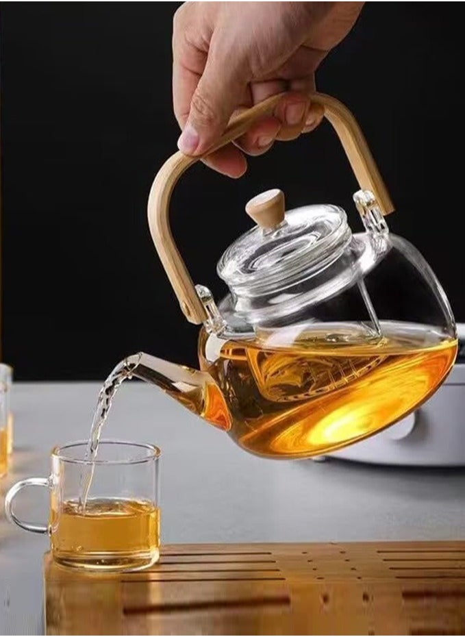 1Chase Borosilicate Glass Teapot With Glass Infuser For Loose Leaf Tea, Blooming Tea, Flower Tea With Bamboo Handle, 1000 ML…  - Image 2