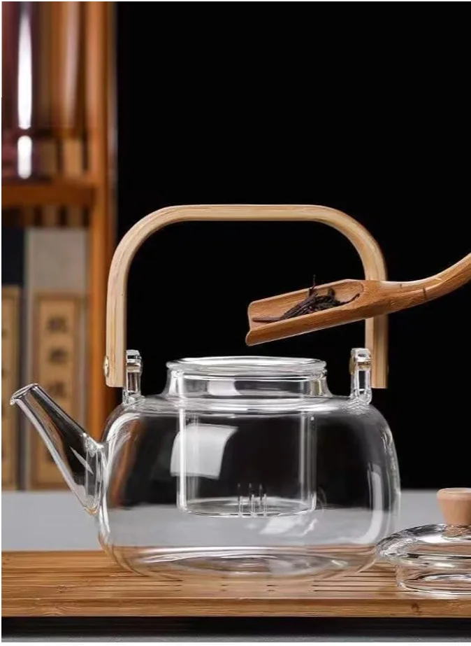 1Chase Borosilicate Glass Teapot With Glass Infuser For Loose Leaf Tea, Blooming Tea, Flower Tea With Bamboo Handle, 1000 ML…