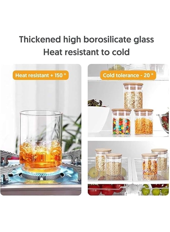 TRASSLE 12 Piece 300ML Glass Jars Set,Upgrade Spice Jars with Wood Airtight Lids and Labels, Small Food Storage Containers for Home Kitchen, Tea, Herbs, Sugar, Salt, Coffee, Flour, Herbs, Grains  - Image 3