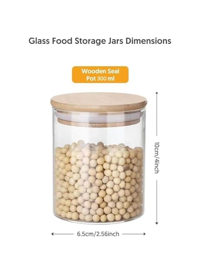 TRASSLE 12 Piece 300ML Glass Jars Set,Upgrade Spice Jars with Wood Airtight Lids and Labels, Small Food Storage Containers for Home Kitchen, Tea, Herbs, Sugar, Salt, Coffee, Flour, Herbs, Grains  - Image 4
