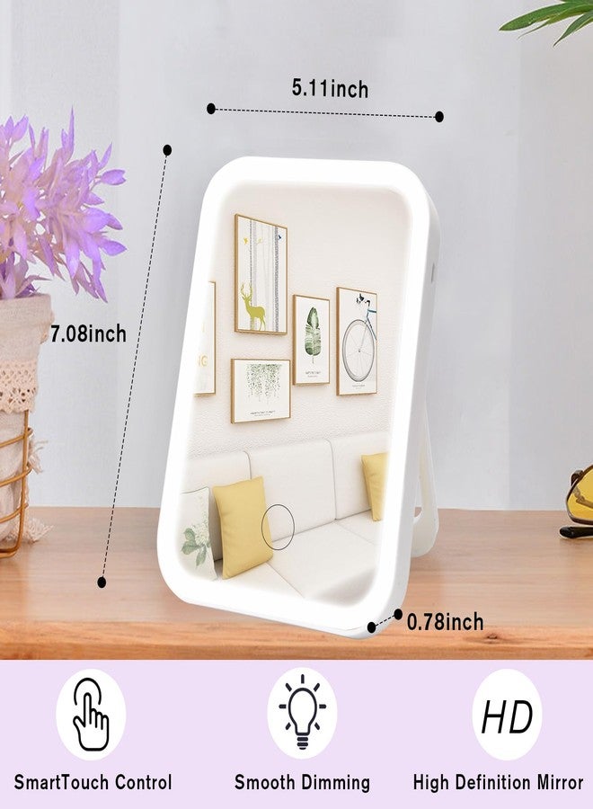 Nerien Makeup Mirror with Lights, Lighted Vanity Mirror, Dimmable Touch Screen, Portable Travel Mirror with U-Shaped Bracket, Cosmetic Mirror with Lights for Makeup Desk Dressing Room - Image 2