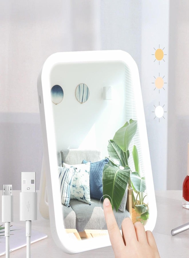 Nerien Makeup Mirror with Lights, Lighted Vanity Mirror, Dimmable Touch Screen, Portable Travel Mirror with U-Shaped Bracket, Cosmetic Mirror with Lights for Makeup Desk Dressing Room - Image 1