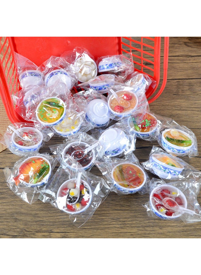 Creative Simulation Food Toy Bowl Noodles Chinese Blue And White Porcelain Model Dishware Culinary Plaything PVC Material-Color:Red Jujube And Lotus Seed Porridge  - Image 5
