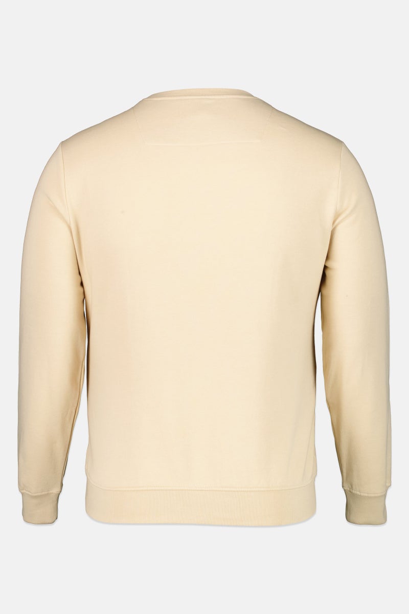 Threadbare Men Crew Neck Graphic Print Long Sleeve Sweatshirt, Beige - Image 3