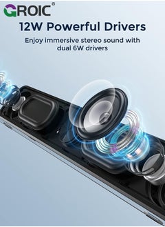 GROIC Computer Speakers, HiFi Stereo Computer Sound Bar, USB Powered PC Speakers with RGB Lights, 3.5mm Aux-in Wired Computer Speakers for PC, Desktop, Laptop, Monitor, Gaming  - Image 3