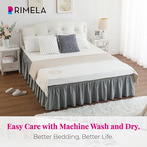 RIMELA Gray King Size Bed Skirt 15 Inch Drop, Elastic Bed Skirting Cal King, Light Grey Bedskirt for Adjustable Bed Base and Frame, Lightweight Wrap Around Dust Ruffle - Image 4