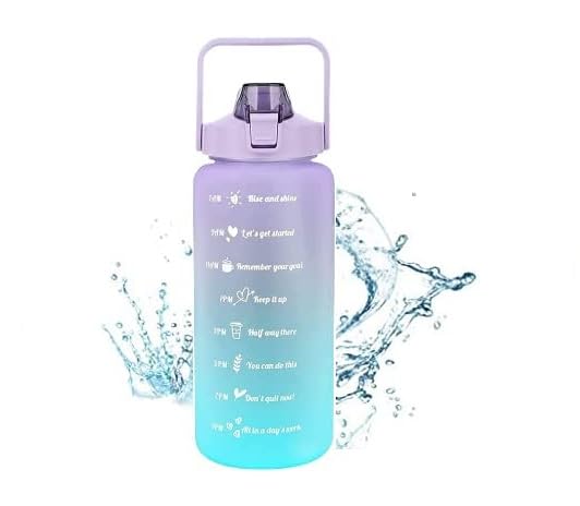 HENVE 2000ml Water Bottles with Time Marker Straw Water Bottle for all Outdoor Camping Travel Gym Leak proof Durable Free NonToxic - Image 1