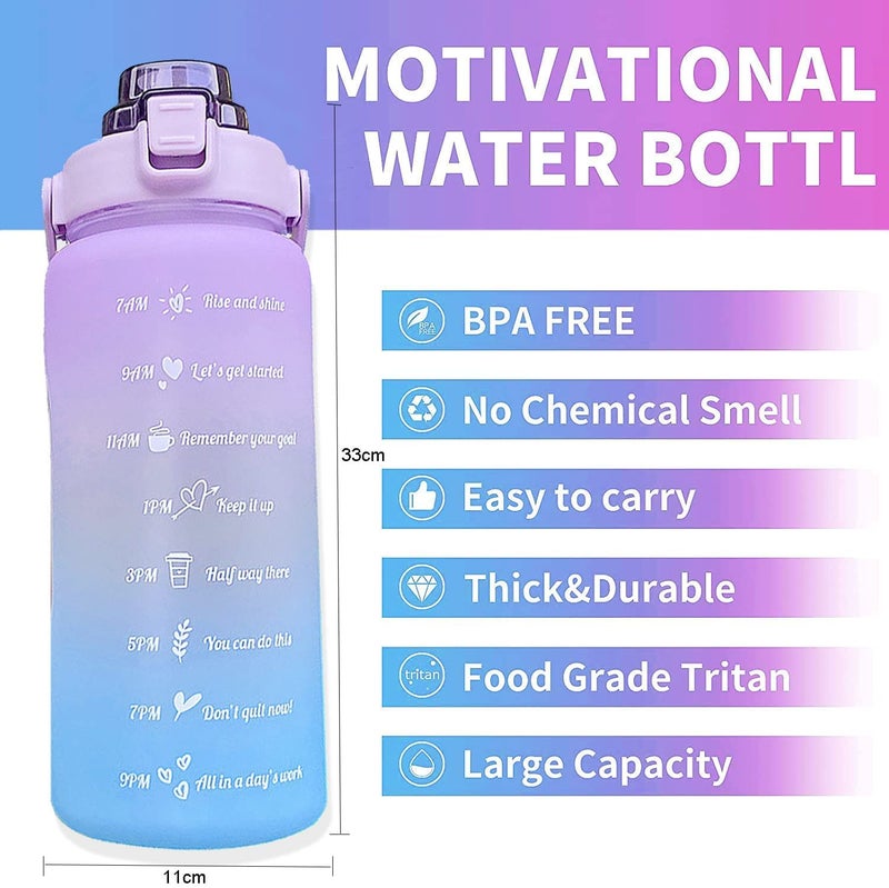 HENVE 2000ml Water Bottles with Time Marker Straw Water Bottle for all Outdoor Camping Travel Gym Leak proof Durable Free NonToxic - Image 5