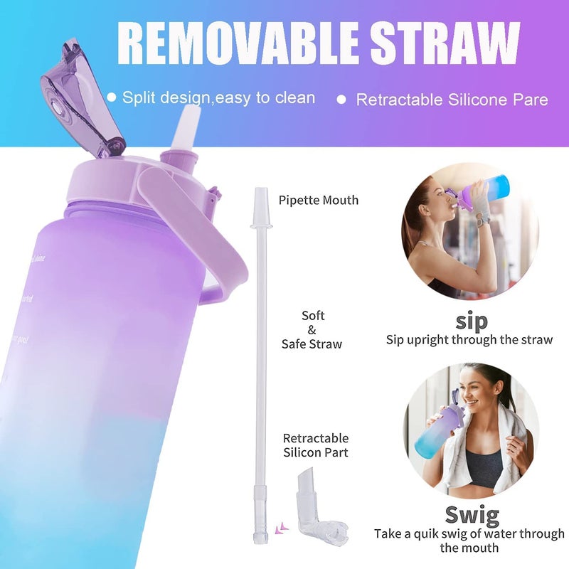 HENVE 2000ml Water Bottles with Time Marker Straw Water Bottle for all Outdoor Camping Travel Gym Leak proof Durable Free NonToxic - Image 4