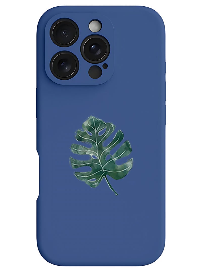 Theodor iPhone 16 Pro Max Blue Protective Slim Fit Case Liquid Silicone Cover with Full Body Protection Anti-Scratch Shockproof Case For iPhone - Monstera Leave - Image 1