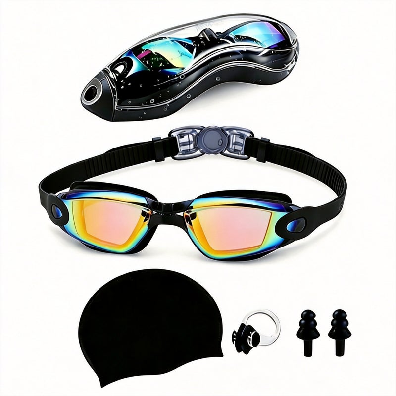 Ke Nai Da Swimming Set 4-in-1 for Adults & Teens - Anti-Fog Waterproof Swim Goggles with Silicone Cap, Nose Clip & Ear Plugs - Image 4