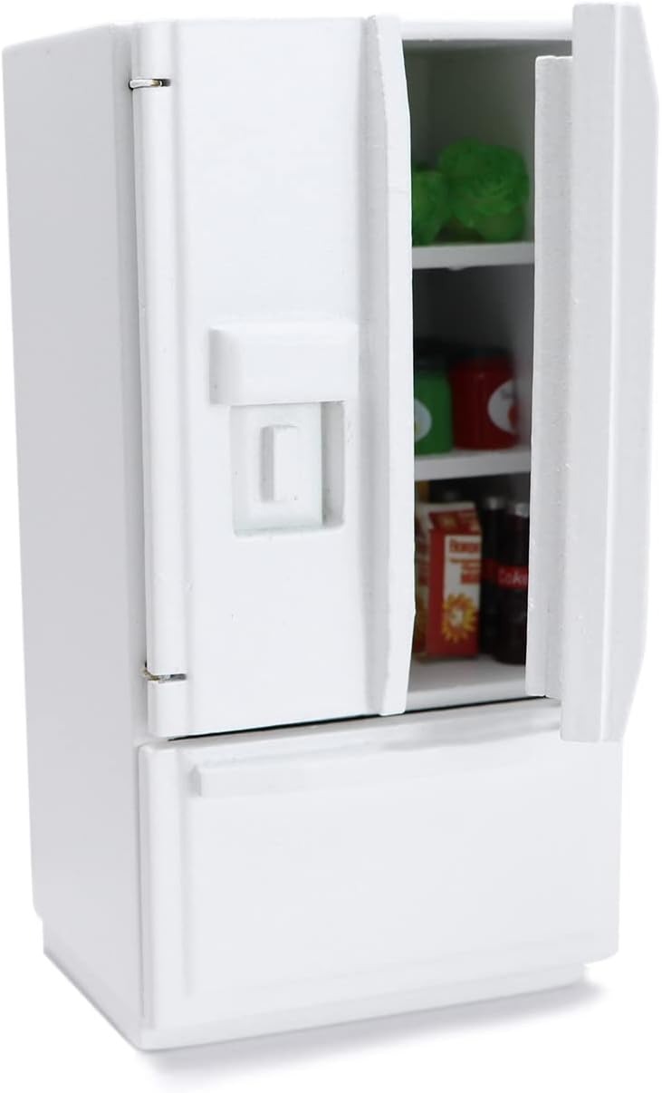 Cutemini Miniature Dollhouse Fridge 1:12 Furniture Decoration Accessories Mini Refrigerator Kitchen Living Room Scene Model Ornaments（B-Silver - Image 1