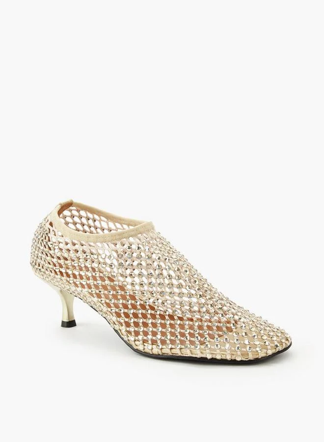 Haadana Haadana Womens Embellished Mesh Occasion Heeled Shoes