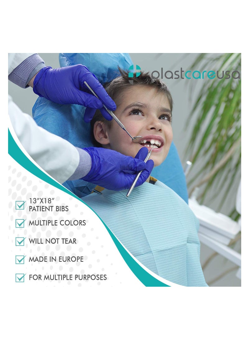 SOLARAE Disposable Dental Bibs, 3 Ply Waterproof Tattoo Bib Sheet for Dental Clinic, Tattoo Staion and Salon, Blue (125 Pack - 13"x18") - Image 2