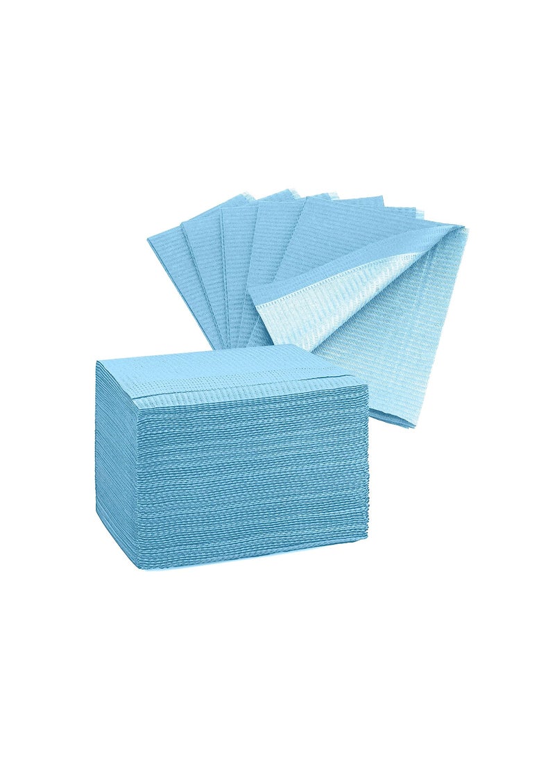 SOLARAE Disposable Dental Bibs, 3 Ply Waterproof Tattoo Bib Sheet for Dental Clinic, Tattoo Staion and Salon, Blue (125 Pack - 13"x18") - Image 1