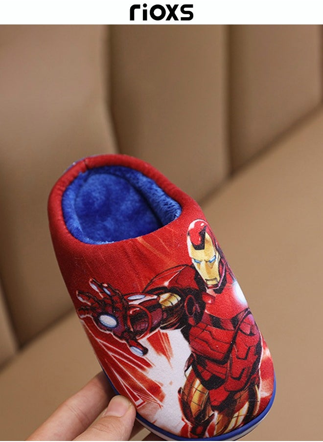 RIOXS - Disney Iron Man Boys Girls Closed Toe Slippers For Home Or Outdoor Use Warm Shoes For Children - Image 1