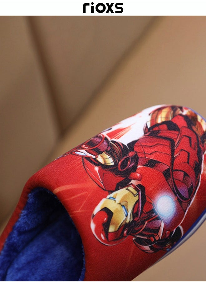 RIOXS - Disney Iron Man Boys Girls Closed Toe Slippers For Home Or Outdoor Use Warm Shoes For Children - Image 1